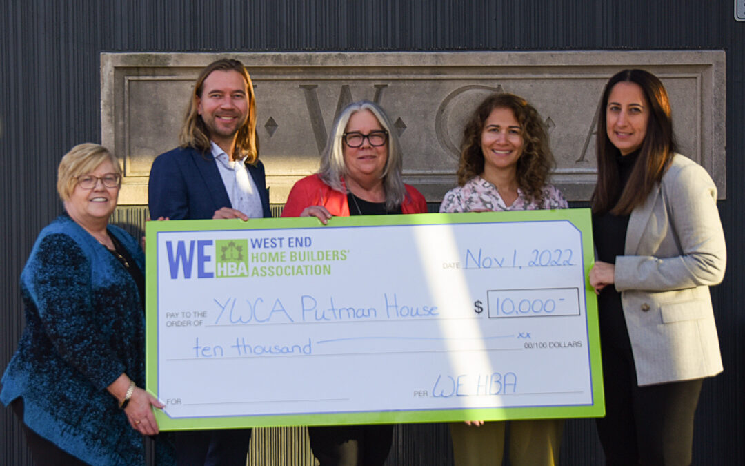 $10,000 donation from the West End Hamilton Homebuilder’s Association is helping to build affordable housing for women and families